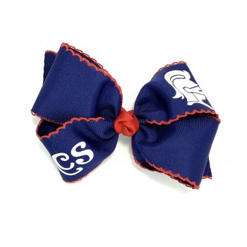 Knollwood Christian (Light Navy) / Red Pico Stitch Bow - 6 Inch